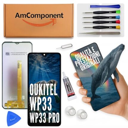 AmComponent - display di ricambio per OUKITEL WP33 / WP33 PRO schermo LCD vetro touch screen | Componente di ricambio con luminosità intensa e risposta al tocco reattiva