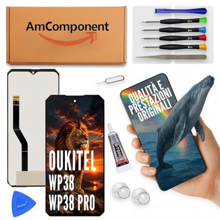 AmComponent - display di ricambio per OUKITEL WP38 / WP38 PRO schermo LCD vetro touch screen | Componente di ricambio con luminosità intensa e risposta al tocco reattiva