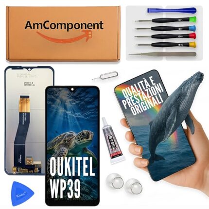 AmComponent - display di ricambio per OUKITEL WP39 schermo LCD vetro touch screen | Componente di ricambio con luminosità intensa e risposta al tocco reattiva