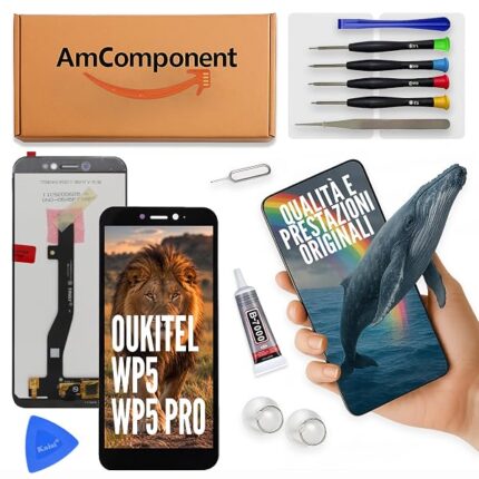 AmComponent - display di ricambio per OUKITEL WP5 / WP5 PRO schermo LCD vetro touch screen CAMBIO ricambio | Componente di ricambio con luminosità intensa e risposta al tocco reattiva