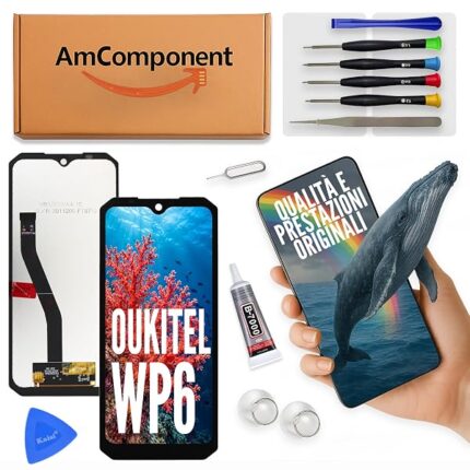 AmComponent - display di ricambio per OUKITEL WP6 vetro LCD + touch screen schermo MONITOR | Componente di ricambio con luminosità intensa e risposta al tocco reattiva