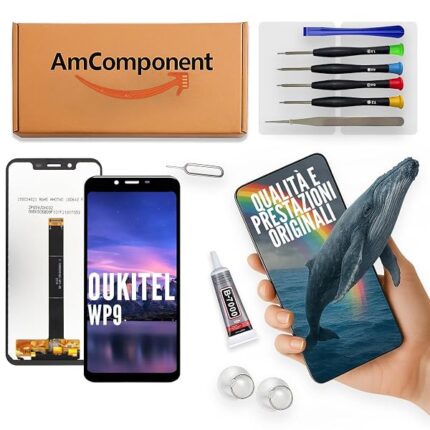 AmComponent - display di ricambio per OUKITEL WP9 vetro LCD + touch screen schermo MONITOR | Componente di ricambio con luminosità intensa e risposta al tocco reattiva