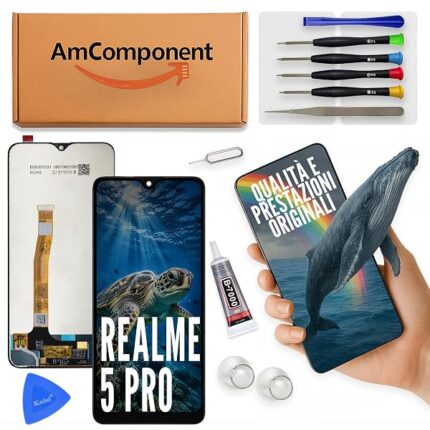 AmComponent - display di ricambio per REALME 5 PRO RMX1971 schermo LCD + vetro touch screen | Componente di ricambio con luminosità intensa e risposta al tocco reattiva