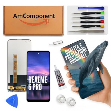 AmComponent - display di ricambio per REALME 6 PRO RMX2061 RMX2063 schermo LCD vetro touch | Componente di ricambio con luminosità intensa e risposta al tocco reattiva