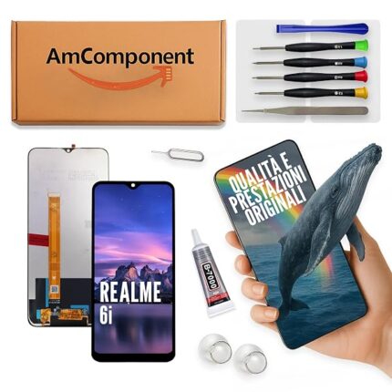 AmComponent - display di ricambio per REALME 6I RMX2040 schermo vetro LCD touch screen | Componente di ricambio con luminosità intensa e risposta al tocco reattiva