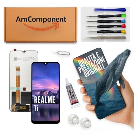 AmComponent - display di ricambio per REALME 7I RMX2193 schermo vetro LCD + touch screen | Componente di ricambio con luminosità intensa e risposta al tocco reattiva