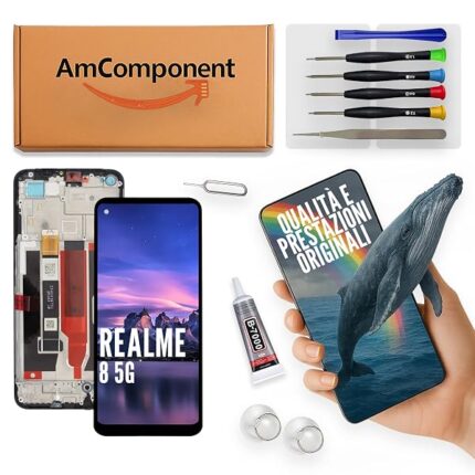 AmComponent - display di ricambio per REALME 8 5G RMX3241 schermo LCD + frame vetro touch screen MONITOR | Componente di ricambio con luminosità intensa e risposta al tocco reattiva