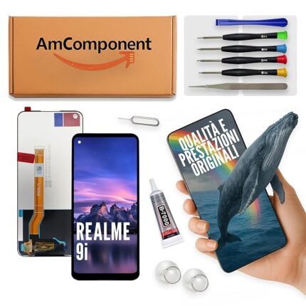 AmComponent - display di ricambio per REALME 9I RMX3491 schermo LCD vetro touch screen | Componente di ricambio con luminosità intensa e risposta al tocco reattiva
