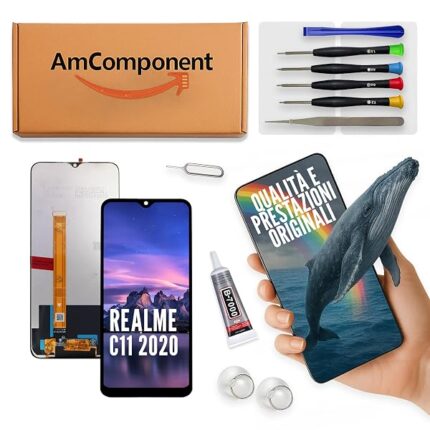 AmComponent - display di ricambio per REALME C11 2020 RMX2185 schermo LCD + vetro touch screen MONITOR | Componente di ricambio con luminosità intensa e risposta al tocco reattiva