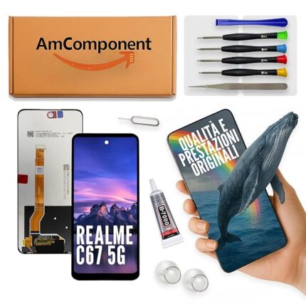 AmComponent - display di ricambio per REALME C67 5G RMX3782 LCD touch screen schermo vetro | Componente di ricambio con luminosità intensa e risposta al tocco reattiva