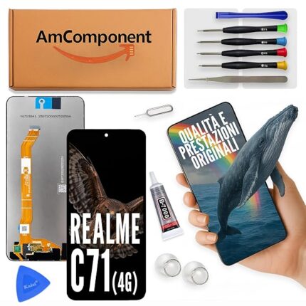 AmComponent - display di ricambio per REALME C71 RMX5303 schermo LCD vetro touch ricambio | Componente di ricambio con luminosità intensa e risposta al tocco reattiva