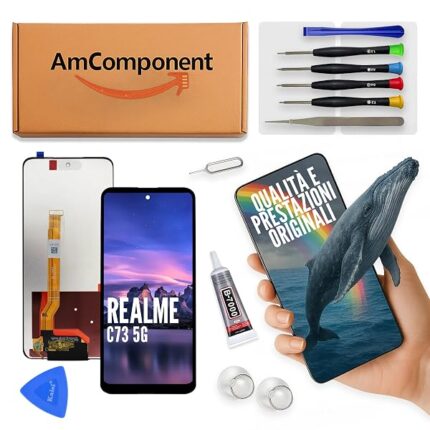 AmComponent - display di ricambio per REALME C73 5G schermo LCD vetro touch screen ricambio | Componente di ricambio con luminosità intensa e risposta al tocco reattiva