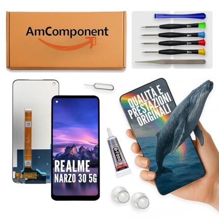 AmComponent - display di ricambio per REALME NARZO 30 5G RMX3242 schermo vetro LCD touch screen MONITOR | Componente di ricambio con luminosità intensa e risposta al tocco reattiva
