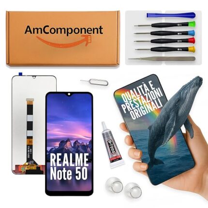 AmComponent - display di ricambio per REALME NOTE 50 RMX3834 schermo vetro LCD touch screen | Componente di ricambio con luminosità intensa e risposta al tocco reattiva
