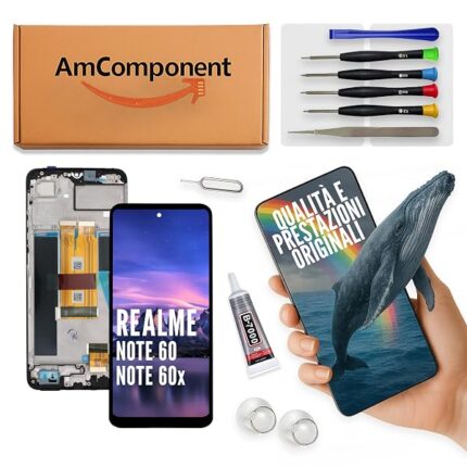 AmComponent - display di ricambio per REALME NOTE 60 RMX3933 / 60X RMX3938 schermo FRAME vetro | Componente di ricambio con luminosità intensa e risposta al tocco reattiva