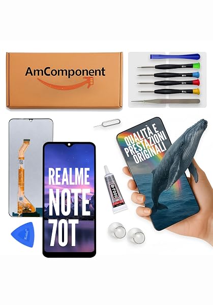 AmComponent - display di ricambio per REALME NOTE 70T RMX5313 schermo LCD vetro touch ricambio | Componente di ricambio con luminosità intensa e risposta al tocco reattiva