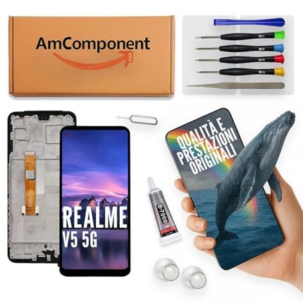 AmComponent - display di ricambio per REALME V5 5G RMX2111 RMX2112 schermo LCD frame touch screen vetro MONITOR | Componente di ricambio con luminosità intensa e risposta al tocco reattiva