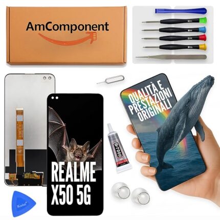 AmComponent - display di ricambio per REALME X50 5G RMX2144 schermo LCD + vetro touch screen MONITOR | Componente di ricambio con luminosità intensa e risposta al tocco reattiva
