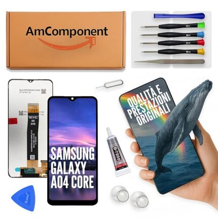 AmComponent - display di ricambio per SAMSUNG A04 CORE schermo LCD vetro touch screen | Componente di ricambio con luminosità intensa e risposta al tocco reattiva