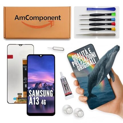 AmComponent - display di ricambio per SAMSUNG A13 4G SM-A135F A135F schermo LCD vetro touch | Componente di ricambio con luminosità intensa e risposta al tocco reattiva