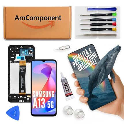 AmComponent - display di ricambio per SAMSUNG A13 5G SM-A136 schermo frame touch LCD vetro | Componente di ricambio con luminosità intensa e risposta al tocco reattiva