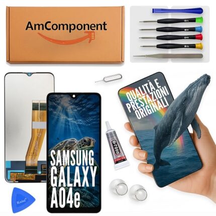 AmComponent - display di ricambio per SAMSUNG GALAXY A04E SM-A042 schermo LCD touch vetro | Componente di ricambio con luminosità intensa e risposta al tocco reattiva