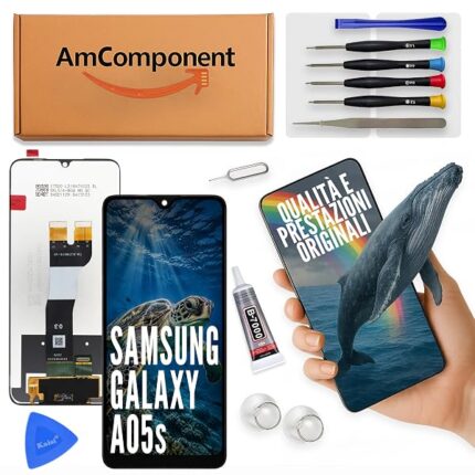 AmComponent - display di ricambio per SAMSUNG GALAXY A05S SM-A057 schermo LCD vetro touch | Componente di ricambio con luminosità intensa e risposta al tocco reattiva