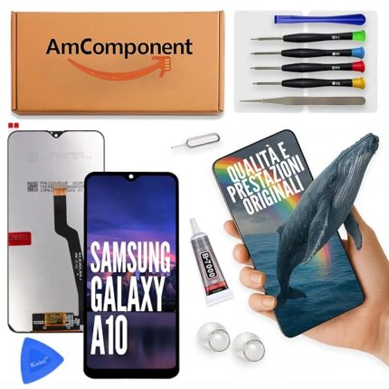 AmComponent - display di ricambio per SAMSUNG GALAXY A10 SM-A105 schermo LCD vetro touch | Componente di ricambio con luminosità intensa e risposta al tocco reattiva