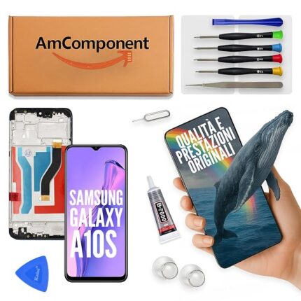 AmComponent - display di ricambio per SAMSUNG GALAXY A10S SM-A107 schermo frame LCD vetro touch | Componente di ricambio con luminosità intensa e risposta al tocco reattiva