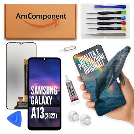 AmComponent - display di ricambio per SAMSUNG GALAXY A13 2022 SM-A137 schermo LCD vetro touch | Componente di ricambio con luminosità intensa e risposta al tocco reattiva