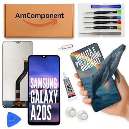 AmComponent - display di ricambio per SAMSUNG GALAXY A20S SM-A207 schermo touch screen LCD vetro | Componente di ricambio con luminosità intensa e risposta al tocco reattiva