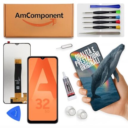 AmComponent - display di ricambio per SAMSUNG GALAXY A32 5G SM-A326 LCD schermo touch vetro | Componente di ricambio con luminosità intensa e risposta al tocco reattiva
