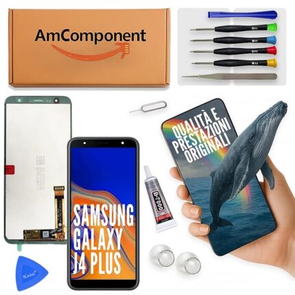 AmComponent - display di ricambio per SAMSUNG GALAXY J4 PLUS SM-J415 LCD vetro schermo + touch | Componente di ricambio con luminosità intensa e risposta al tocco reattiva
