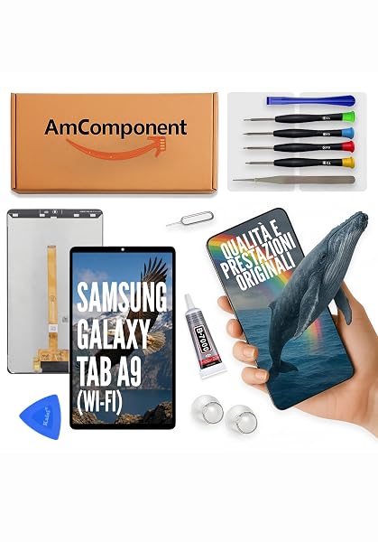 AmComponent - display di ricambio per SAMSUNG GALAXY TAB A9 SM-X110 (VERSIONE WIFI) schermo LCD vetro | Componente di ricambio con luminosità intensa e risposta al tocco reattiva