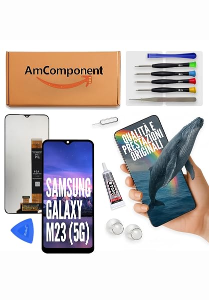 AmComponent - display di ricambio per SAMSUNG M23 5G SM-M236 schermo LCD vetro touch screen | Componente di ricambio con luminosità intensa e risposta al tocco reattiva