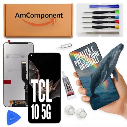 AmComponent - display di ricambio per TCL 10 5G T790Y T790B schermo LCD + touch screen vetro | Componente di ricambio con luminosità intensa e risposta al tocco reattiva