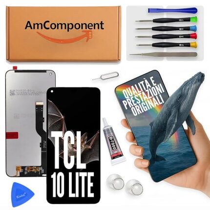 AmComponent - display di ricambio per TCL 10 LITE schermo LCD + vetro touch screen | Componente di ricambio con luminosità intensa e risposta al tocco reattiva