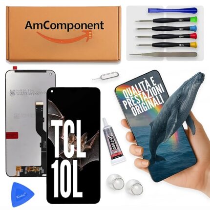 AmComponent - display di ricambio per TCL 10L T770H T770B schermo vetro touch screen LCD | Componente di ricambio con luminosità intensa e risposta al tocco reattiva