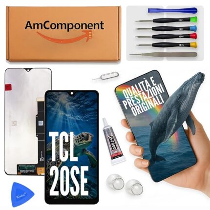 AmComponent - display di ricambio per TCL 20 SE T671H T671F T671O T671E schermo LCD vetro touch | Componente di ricambio con luminosità intensa e risposta al tocco reattiva