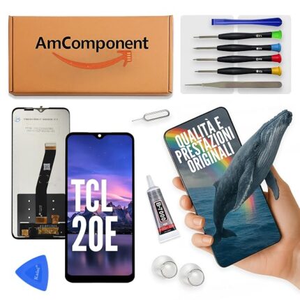 AmComponent - display di ricambio per TCL 20E schermo LCD + vetro + touch screen MONITOR | Componente di ricambio con luminosità intensa e risposta al tocco reattiva