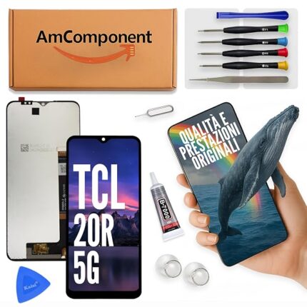AmComponent - display di ricambio per TCL 20R 5G T767H schermo vetro touch screen LCD MONITOR | Componente di ricambio con luminosità intensa e risposta al tocco reattiva