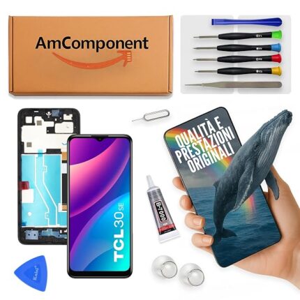 AmComponent - display di ricambio per TCL 30SE 6165H 6156H1 6165A 6165A1 schermo frame LCD vetro touch 30 SE | Componente di ricambio con luminosità intensa e risposta al tocco reattiva