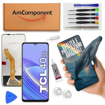 AmComponent - display di ricambio per TCL 40 SE T610H T610K schermo vetro touch screen LCD MONITOR 40SE | Componente di ricambio con luminosità intensa e risposta al tocco reattiva