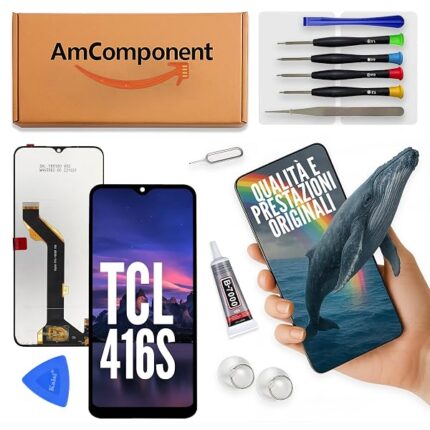 AmComponent - display di ricambio per TCL 416S schermo vetro LCD touch screen ricambio | Componente di ricambio con luminosità intensa e risposta al tocco reattiva
