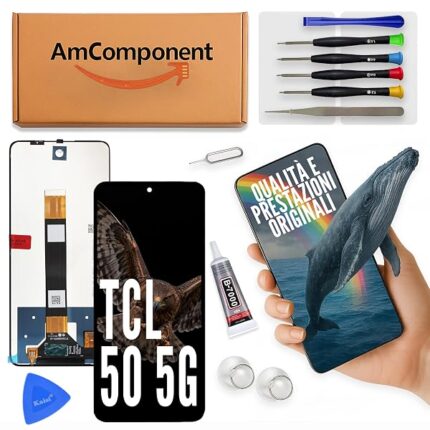 AmComponent - display di ricambio per TCL 50 5G T613K schermo vetro touch screen LCD ricambio | Componente di ricambio con luminosità intensa e risposta al tocco reattiva