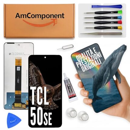 AmComponent - display di ricambio per TCL 50 SE 50SE schermo vetro LCD touch screen ricambio | Componente di ricambio con luminosità intensa e risposta al tocco reattiva