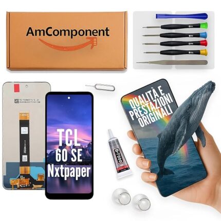 AmComponent - display di ricambio per TCL 60 SE NXTPAPER T521K schermo LCD vetro ricambio touch | Componente di ricambio con luminosità intensa e risposta al tocco reattiva