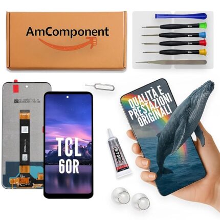 AmComponent - display di ricambio per TCL 60R T519H schermo LCD vetro ricambio touch screen | Componente di ricambio con luminosità intensa e risposta al tocco reattiva