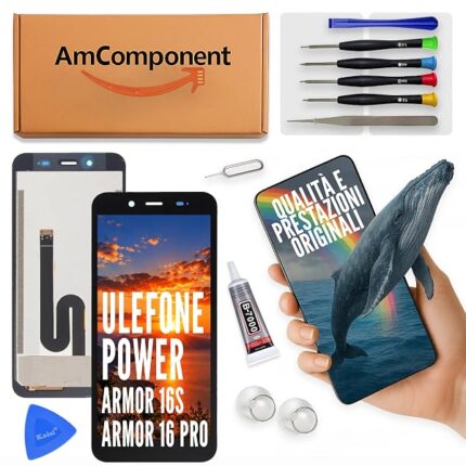 AmComponent - display di ricambio per ULEFONE ARMOR 16S / POWER ARMOR 16 PRO schermo LCD + vetro touch screen | Componente di ricambio con luminosità intensa e risposta al tocco reattiva