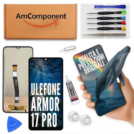 AmComponent - display di ricambio per ULEFONE ARMOR 17 PRO schermo LCD + vetro touch screen ricambio | Componente di ricambio con luminosità intensa e risposta al tocco reattiva